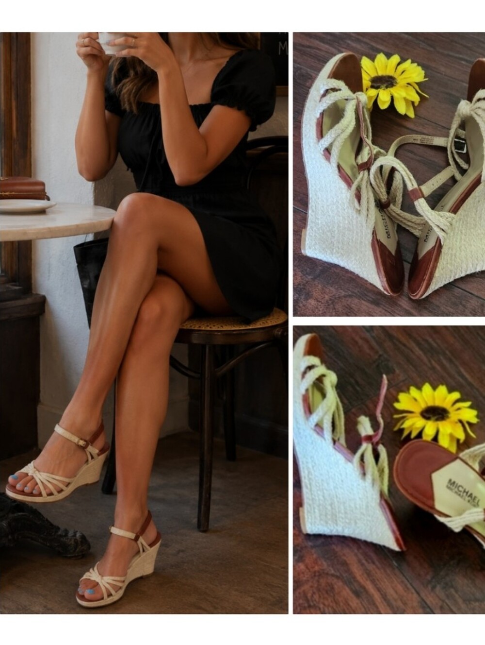Michael Kors Cream and Brown Wedge Shoes 🌀